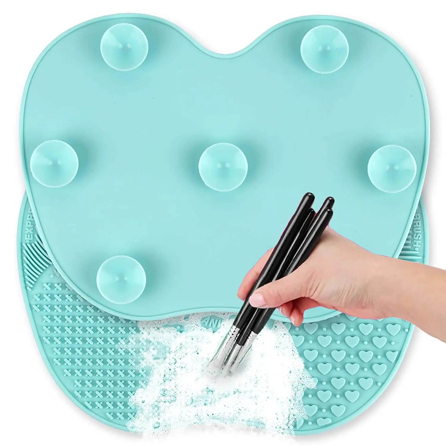 

Hot sale Makeup Brush Cleaning Mat Silicone Cosmetic Brush Cleaner Pad Portable Washing Tool with Suction Cup, Customized color acceptable