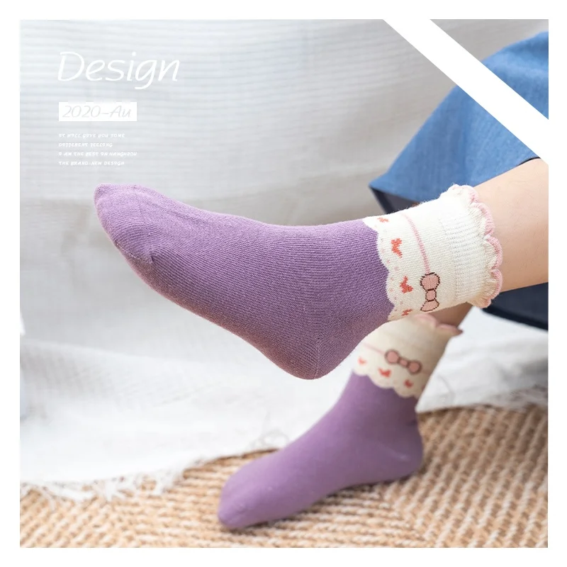 

chinese kids cute colorful knitted happy high quality girl socks