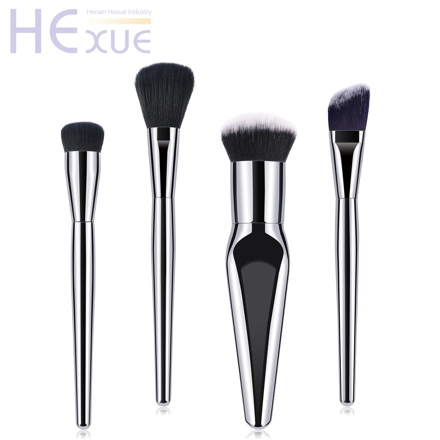 

Wholesale Professional High Quality Sliver Plastic Handle Private Label Cosmetics Kit Foundation Powder Blush Makeup Brush Set