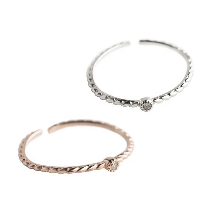 

Abiding Twist White Gold Plated Ring 925 Sterling Silver Fashion Korean Minimalist Rings Jewelry Women For Wedding