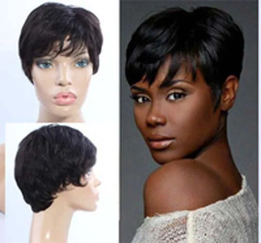 

Short Human Hair Wigs For Black Women Brazilian No-Remy Hair Short Bob Wig Natural Wave