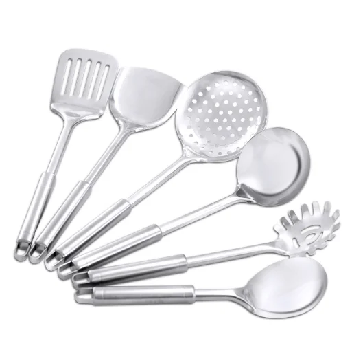 

Stainless Steel Kitchen Utensil Set Metal Cooking Utensils Utensilio De Cocina Kichan Itams, Silver