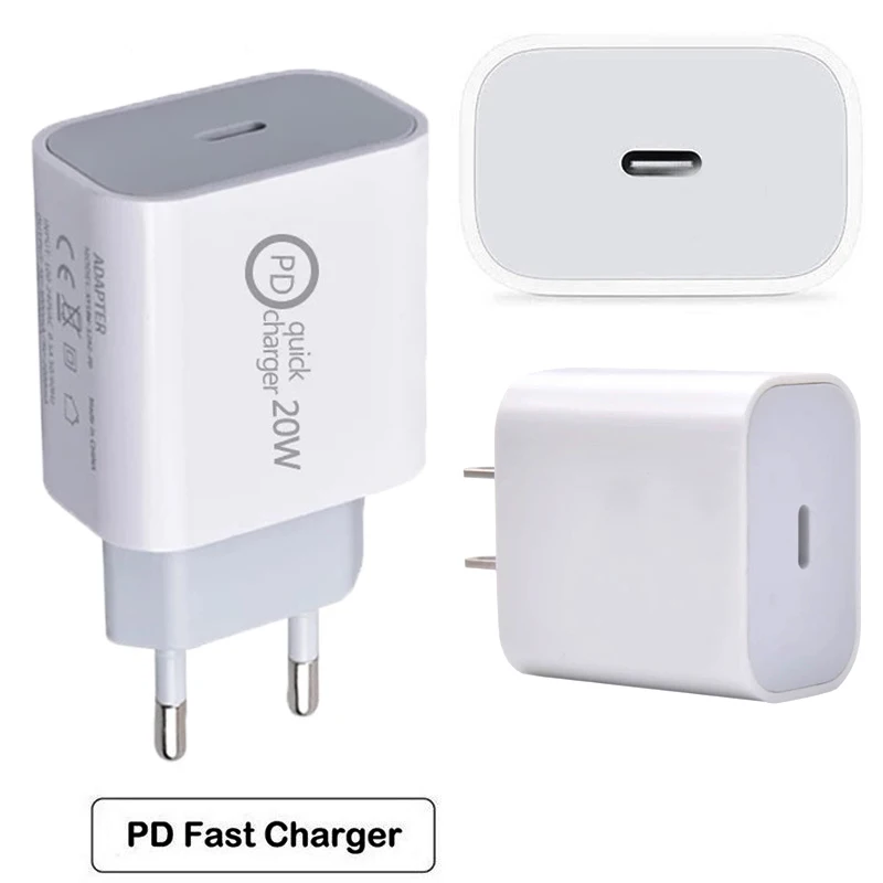 

Factory Direct Supply PD 20W Quick Charger EU US Plug USB-C Power Adaptor For iPhone 12 12 pro X, Xs, Xiaomi Phone
