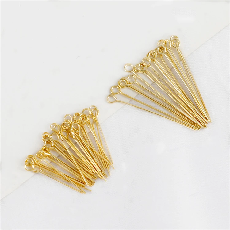 

Jewelry 9 Word Eye Pins 18K Gold Plating Eye Head Pins Beading Pin Preserving Color Copper Jewelry Accessories 7-15 Days Mr.guan