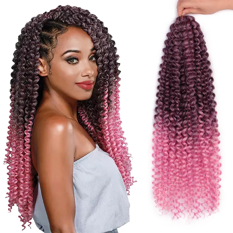 

Wholesale Synthetic Crochet Braid Pre Twist Hair Extensions 18/24 inch Prelooped Long Soft Water Wave Ombre Passion Twist Hair