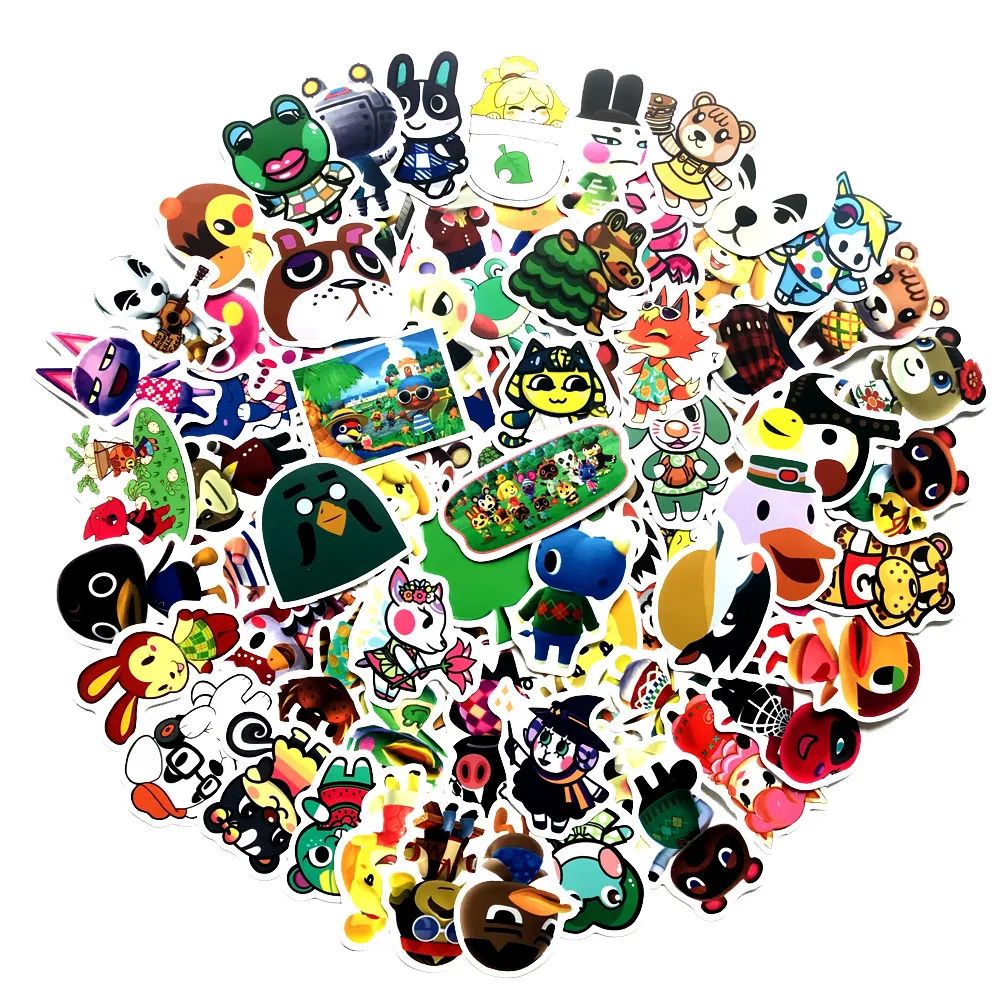 

100PCS Game Animal Crossing Cartoon Graffiti Sticker Suitcase Helmet Laptop Skateboard Guitar Waterproof Sticker, Cmyk