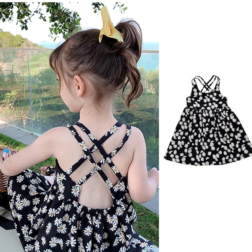 

Summer Girls Dress Princess Kids Flower Dresses For Girl Clothing Sleeveless Sweet Cotton Children Clothing
