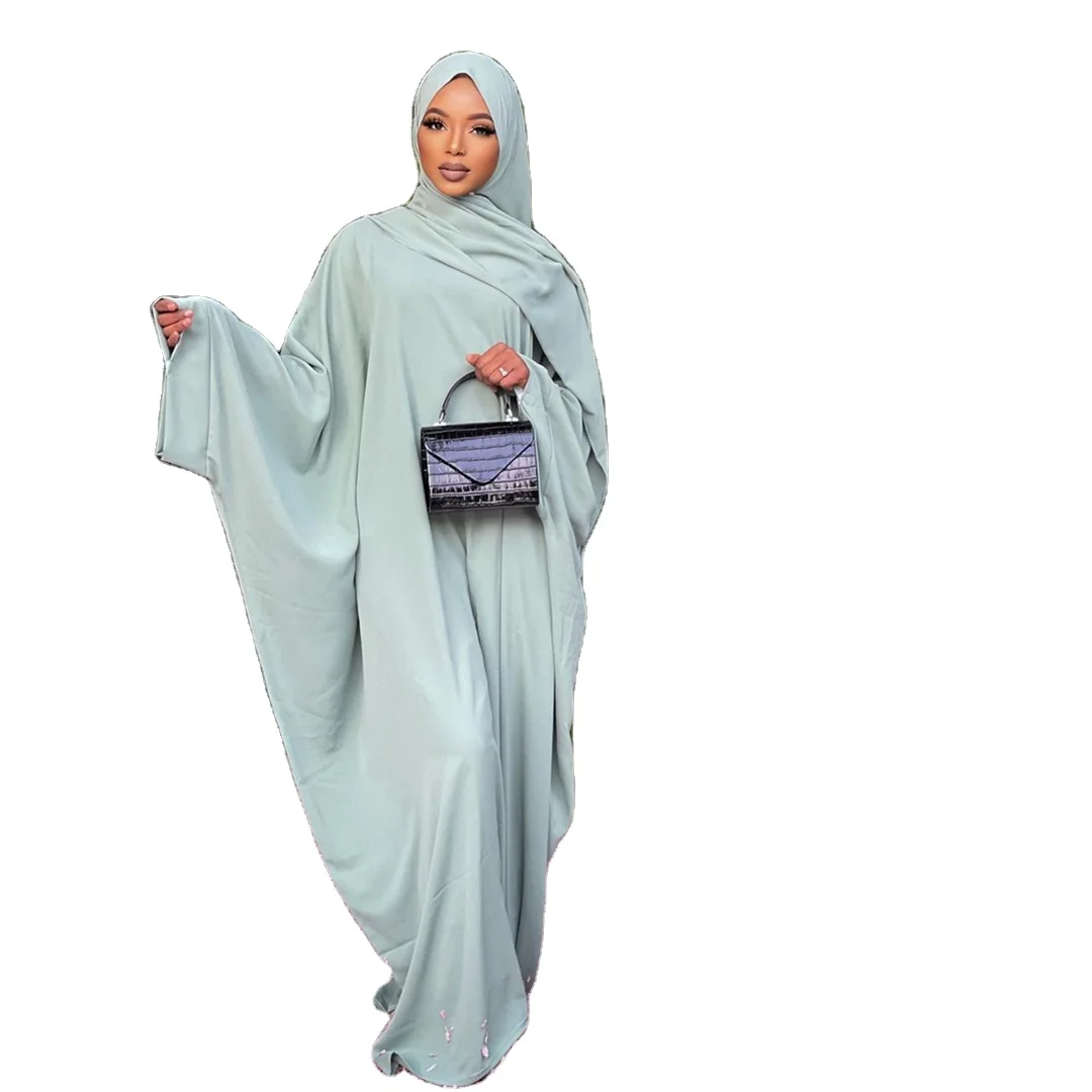 

Abaya Dress Turkish Dubai Muslim Girls Solid Color Clothes Women Long Sleeve Islamic Clothing, 10 colors