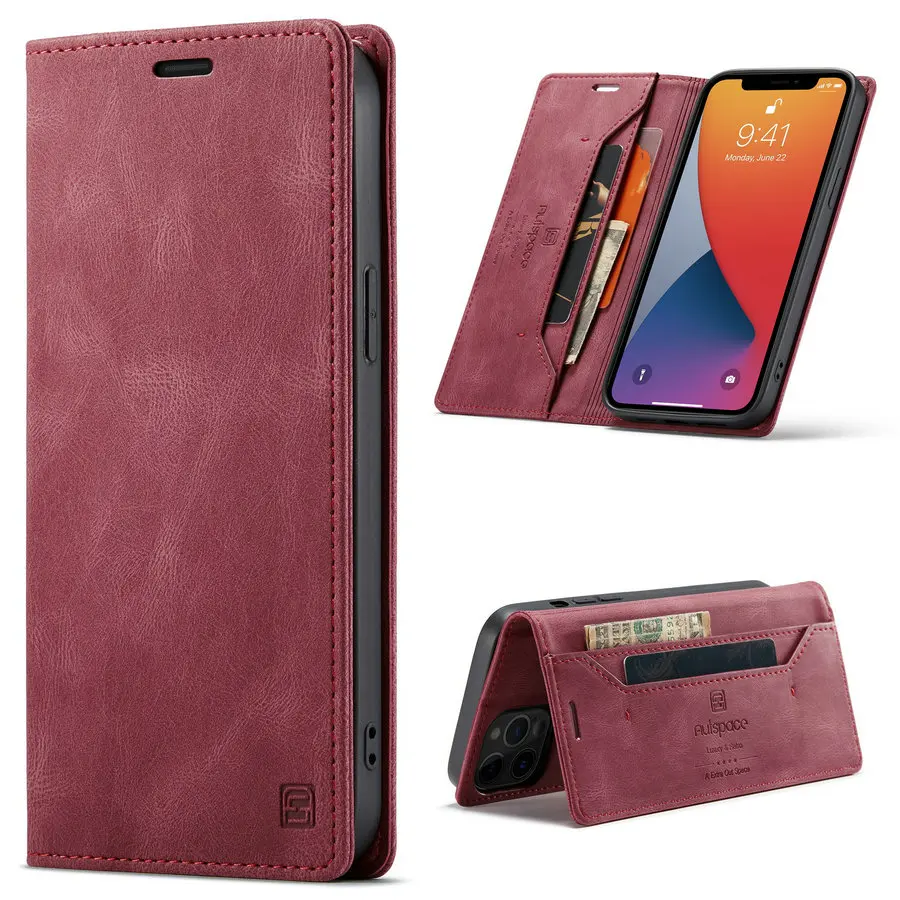 

Hot Selling for iPhone 12 11 MAX XR case Shockproof Wallet Leather Phone Case With Card Slots Cover Case For Samsung Note 20 10, Brown, rose, blue, black
