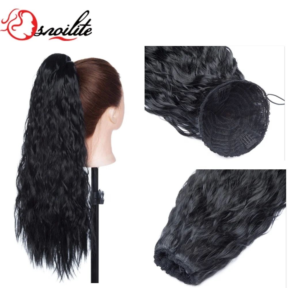 

S-noilite wholesale 18inch 140g high temperature curly synthetic hair kinky drawstring ponytail extension
