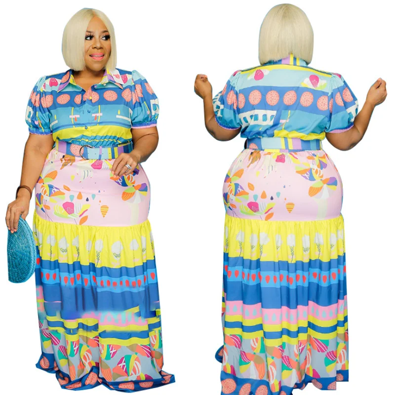 

Fat Women Cute Dress Plus Size Sweet Women Dresses Formal Long Skirt, Blue