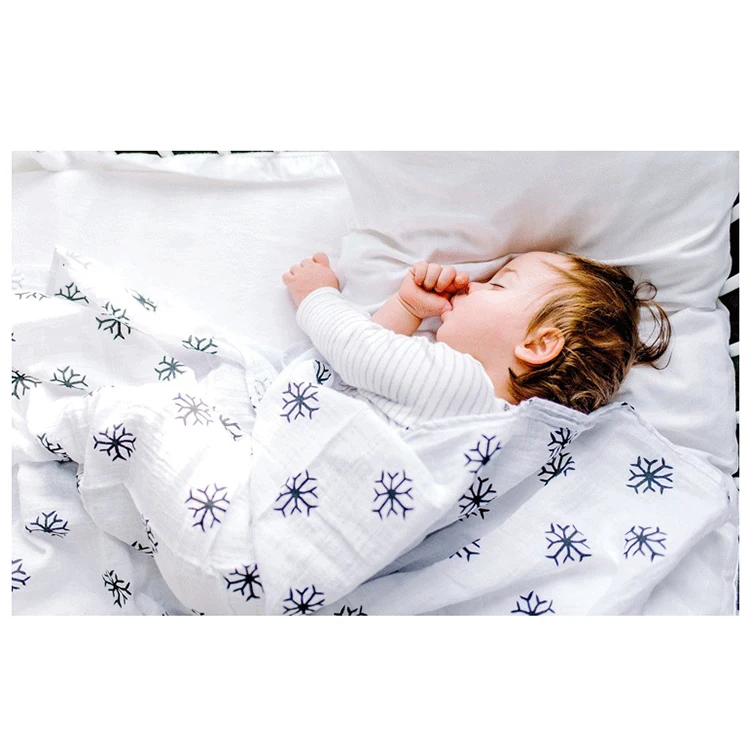 Custom Print Small Baby Swaddle Organic Bamboo Cotton Muslin Blanket