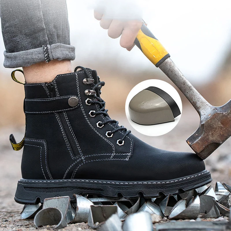 

RTS Custom Anti Puncture Protective Industrial Construction Steel Toe Cap Safety Men Work Shoes