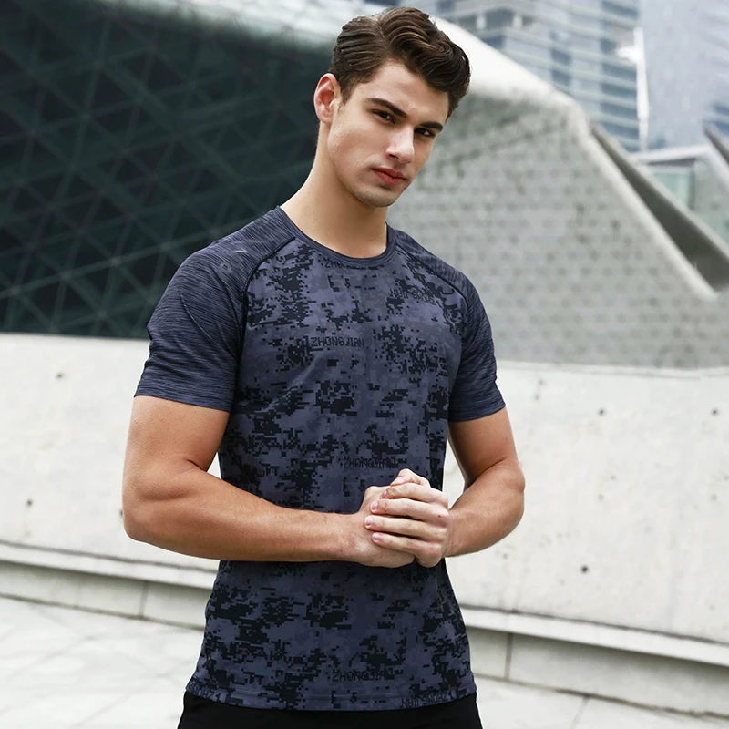 

Custom Polyester T Shirt Men Compression Sportswear Short Sleeves Shirt