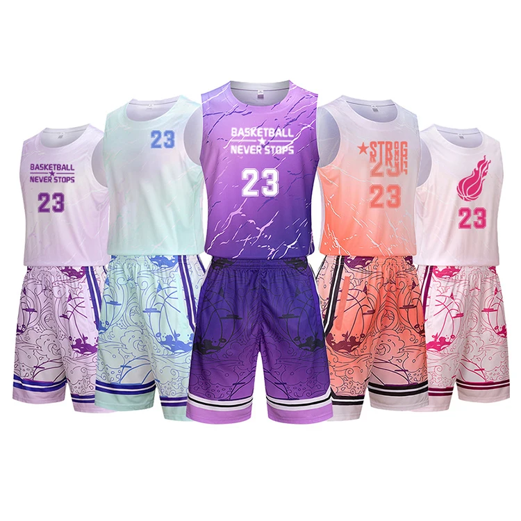 Custom Sleeveless creative printing your logo  Jersey Practice Uniform Top and short set Wholesale Basketball Shirt