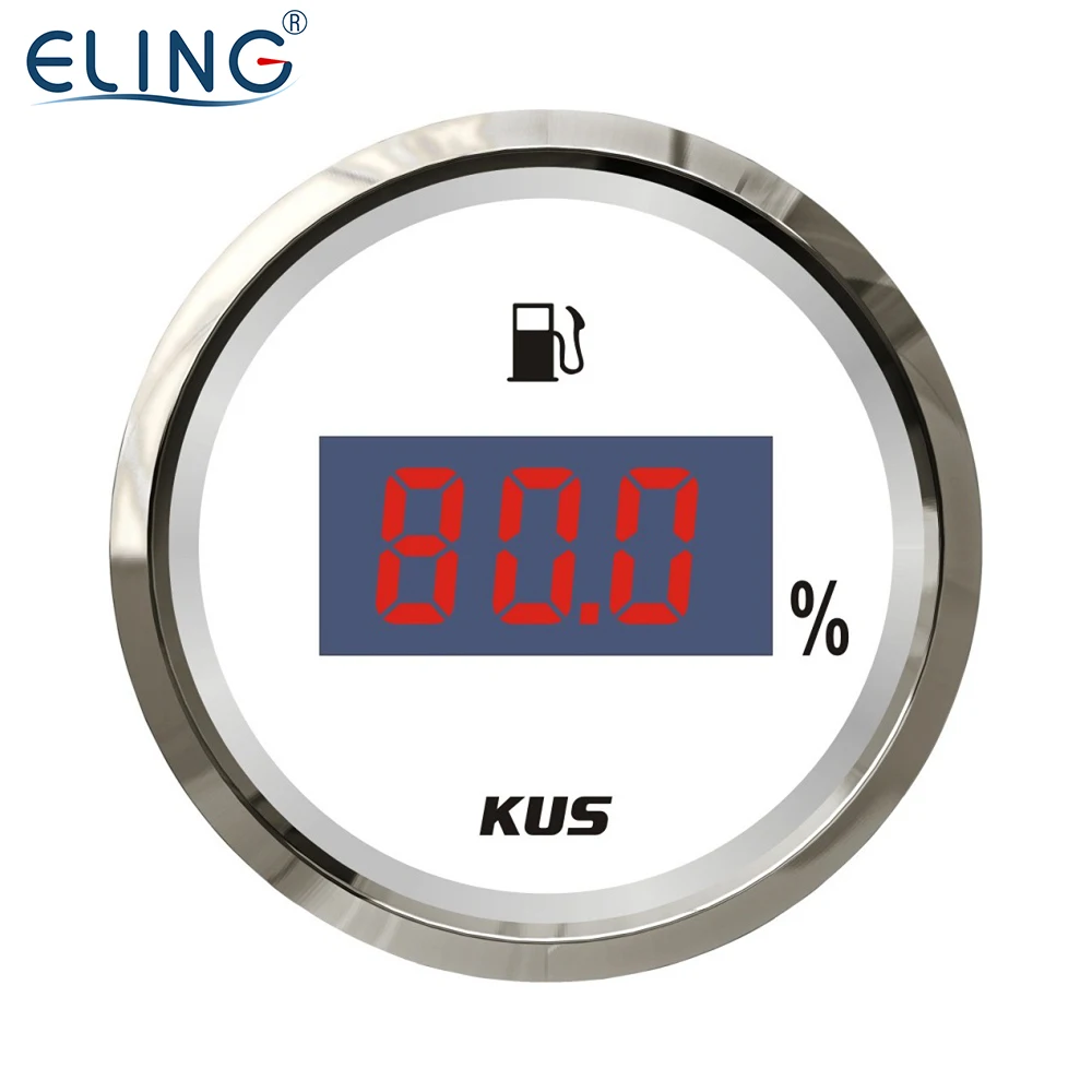 

KUS Waterproof Digital Fuel Level Gauge Meter Indicator 0-190ohm Signal with Backlight 12V/24V 52MM(2")