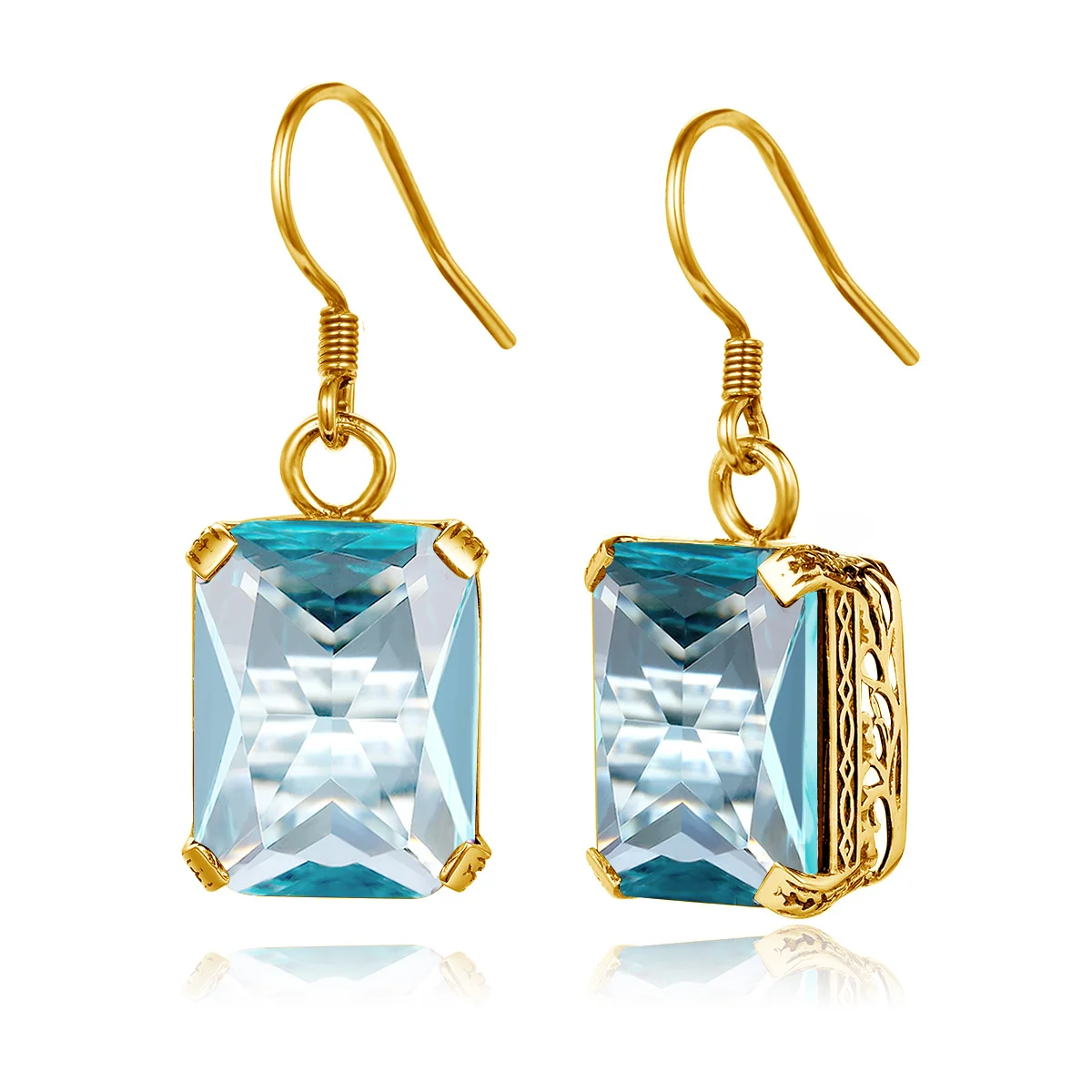 

Vintage Women Aquamarine Gemstone Real 925 Sterling Silver Drop Banquet Jewelry Custom Gold Earrings Design