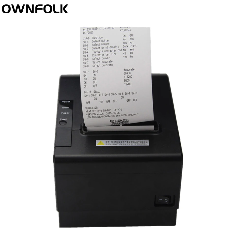 

OWNFOLK Wireless BT Printer 80mm Receipt Printer 250mm/s Supermarket POS Terminal portable Thermal Printer