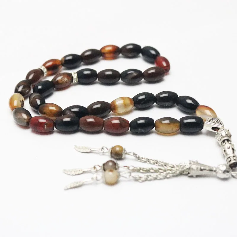 

Amazon muslim rice bead agate rosary bracelet 8-12mm33 beads islamic tasbiha tassel catholic rosary