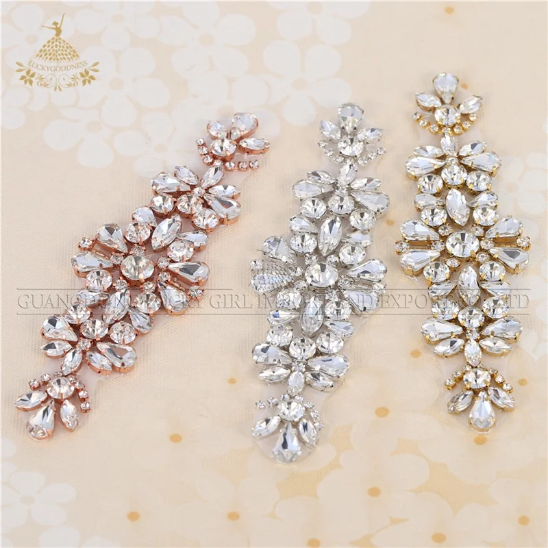 

LG1283 Bridal dress decorations rhinestone applique crystal wholesale price, Silver,rose gold and gold