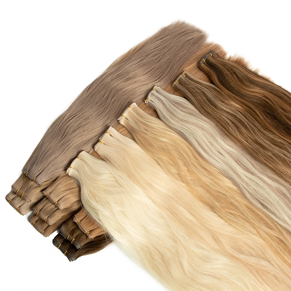 

Large stock raw Russian double drawn genius weft hair extensions human hair can be cut weft genius hair extension