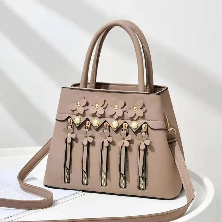 

2021 Hot sale high quality solid flower handle office tote ladies shoulder bags pu leather women handbag, Black,red,pink,blue,brwon,khaki