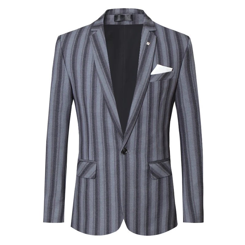 High Quality Breathable V-neck Long Sleeve Office Wear Formal Male Stripe Plus Size 5XL Business Men Suits
