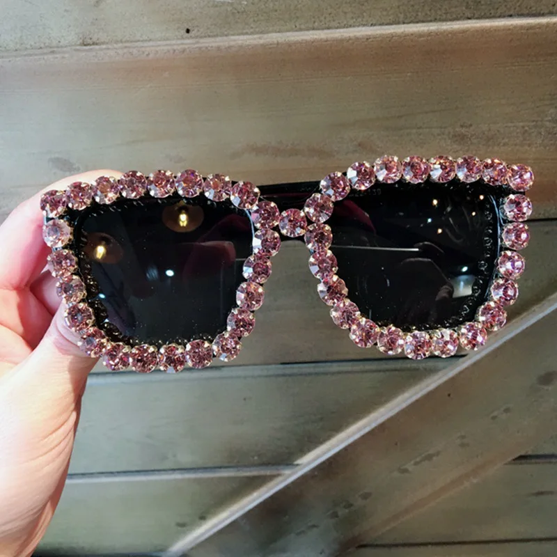 

New Oversized Square Vintage Glasses Luxury Diamond Sunglasses, Multi-color or customer color