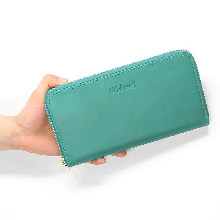 

Hot Sale Leather Wallet Card Bag Zipper Elegant Purse Solid Color Passport Holder For Ladies, Customized color