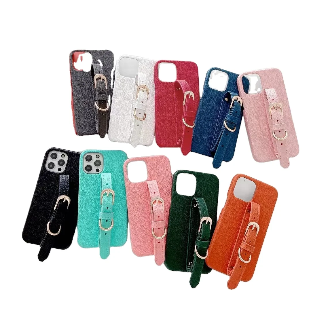 

Leather Wrist strap design xr xsmax 8plus cases luxury style fashion phone case for iphone 12 11 pro max, 4 colors