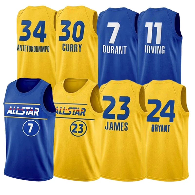 

2021 Latest All Star Kobe Bryant 24 James 23 Antetokounmpo 34 Stephen Curry 30 Durant 7 Kyrie Irving 11 Basketball Jersey Wear
