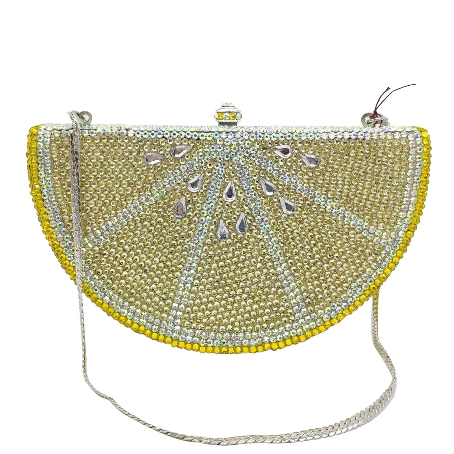 

European and American dinner bag lemon Flat studded diamond evening bag