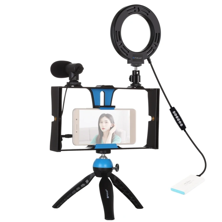 

Factory Vlogging Live Broadcast Smartphone Video Rig Phone Tripod Mount Kits+ 4.7 inch 12cm RGBW Ring LED Selfie Light