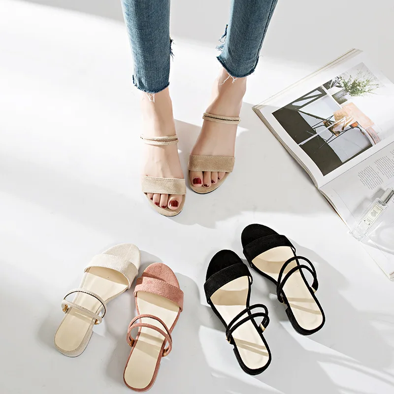 

New arrival summer women low heel sandals foot traps slippers shoes, 4 colors as picture show