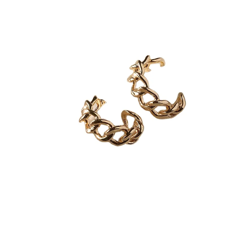 

S925 silver high cold hot sale unique chain type stud earrings