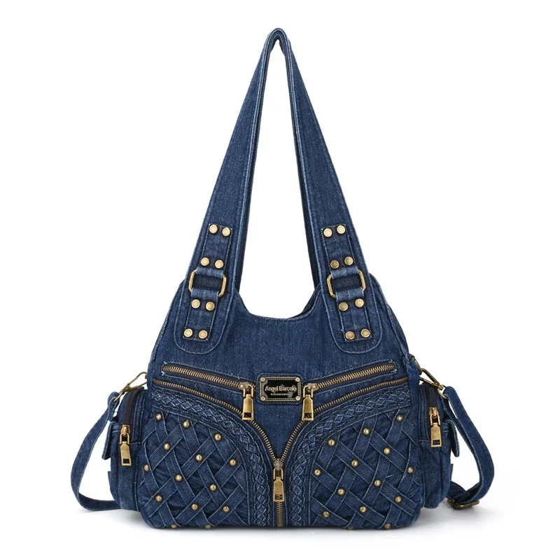 

High Quality Lady Jeans Fabric Handbags Vintage Washed Denim Women Shoulder Bag