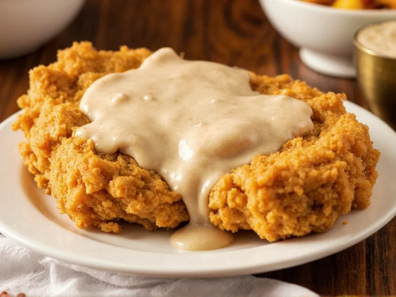 Golden chicken fried steak with creamy gravy