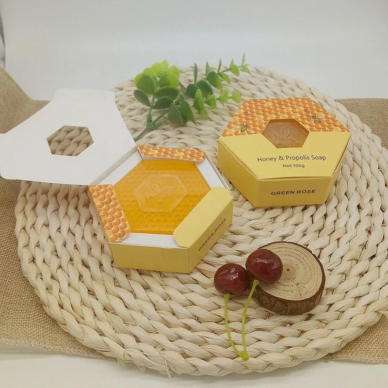 

Custom 100g beauty personal care bubble Care clean soufre oil control honey soap Acne Treatment Base Whitening Savon