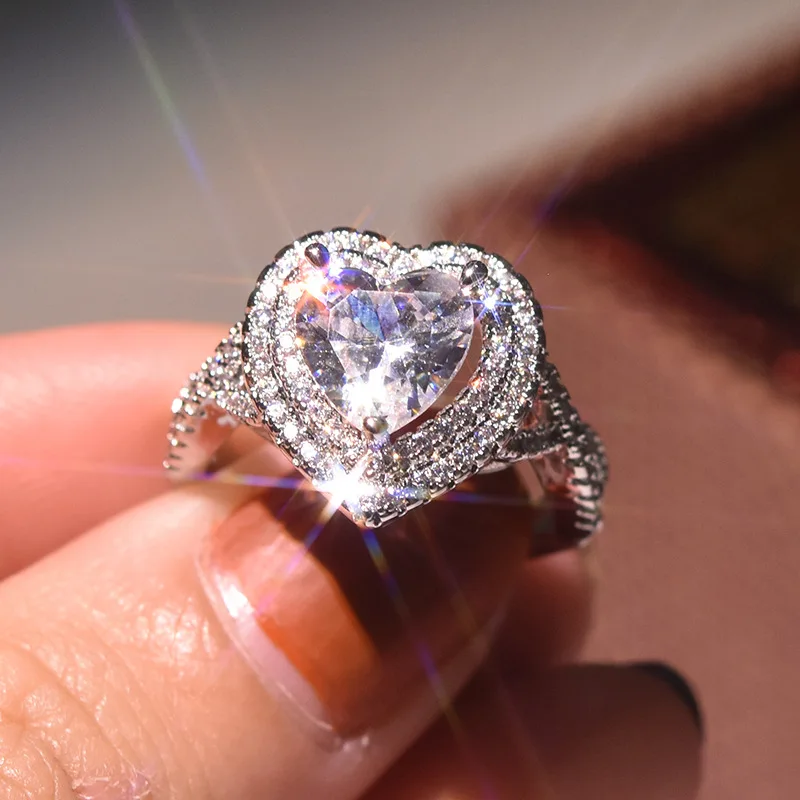 

18K Gold Heart Shape Diamond Ring for Women Anillos De Bizuteria Fashion Gemstone Solid 14K Gold Jewelry Ring Cushion Zirconia