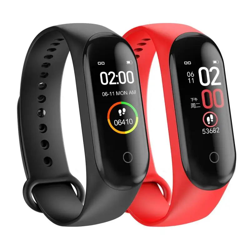 

Amazon Hot Selling MI m4 smart watch band Smart Bracelet HR BP Fitness Tracker M4 Smartwatch, Black white pink