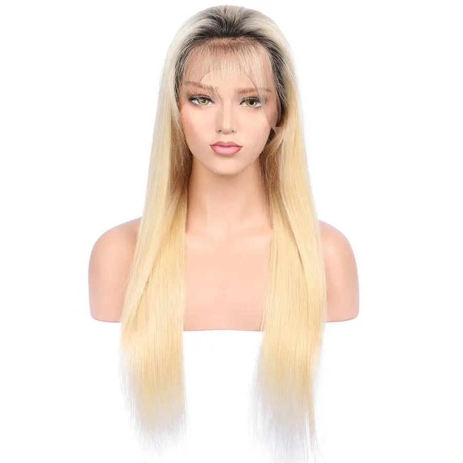 

Spicyhair top quality dark root 613 color full lace wig human hair straight colored wig