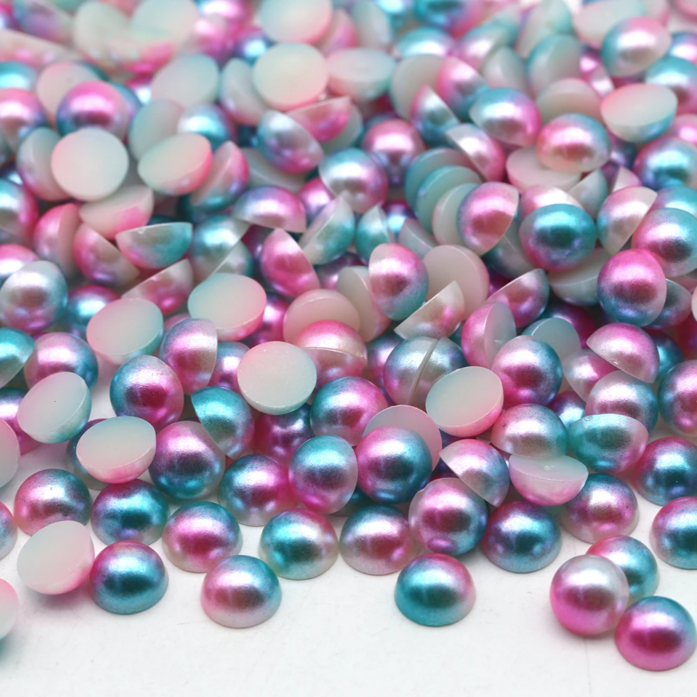 

XULIN 113 Kinds Color 2mm-16mm Pink Blue Rainbow Non Hot Fix Falt Back ABS Half Round Pearl, 113 kinds choose