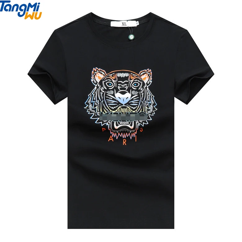 

Luxurious 2021 Men Summer gradient tiger print t-shirt cotton stretch oversized embroidered animal tshirts custom