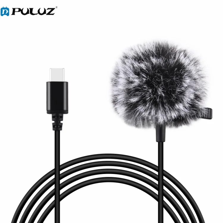 

Wholesale in stock PULUZ 1.5m USB-C / Type-C Jack Lavalier Wired Condenser Recording Microphone