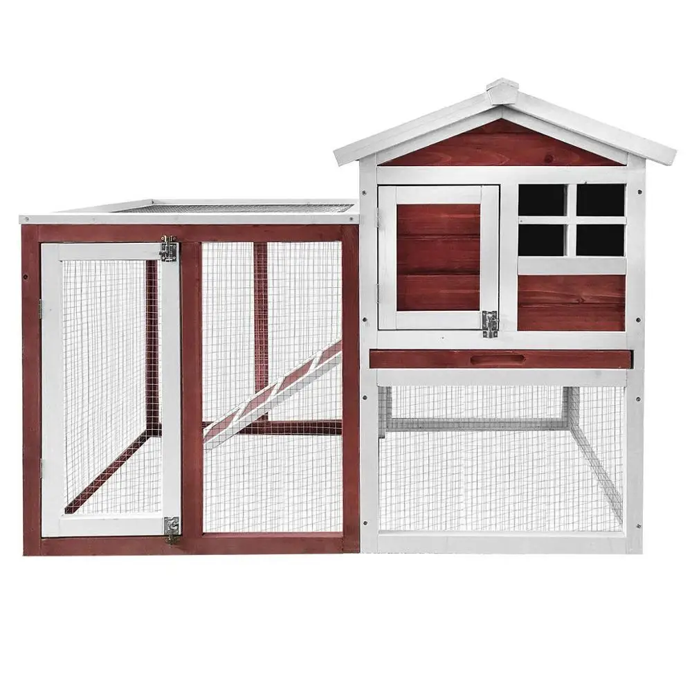 

Wooden Backyard Chicken Coops House with Black Linoleum Roof, Natural wood color