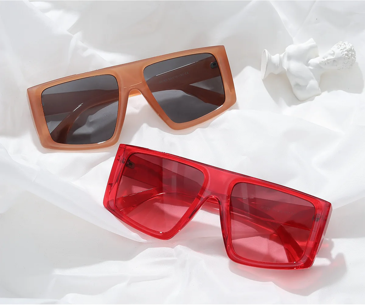 

Summer New Style Candy Color Plastic Womans Outdoor Square Polygon Sunglasses Orange Sunglasses Women Red Sunglasses 2023