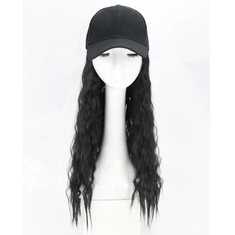 

Fashionable Baseball Hat Wig Water Wave Hairpiece Outdoor Travel Wig Hats Hair Wigs With Hats