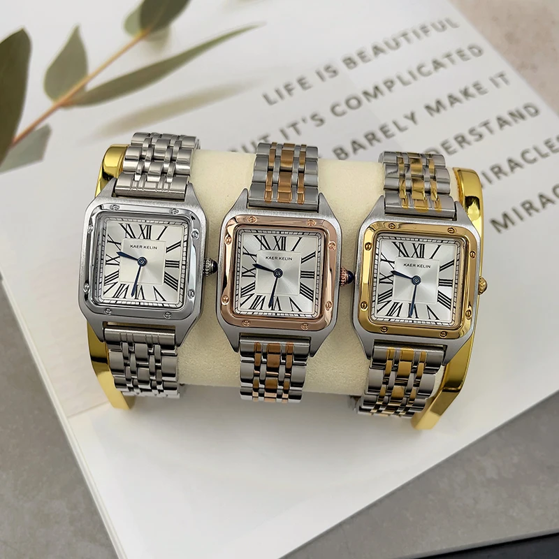 

2021 Luxury Elegant Quartz Watches Women Watches Crystal Plated Square Women Bracelet Wrist Watches For Girls Stylish