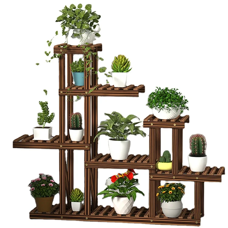 

K&B cheap wholesale 2021 hot new design popular solid wood flower plant stand, As picture