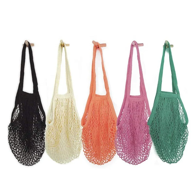 

Wholesale 5-Pack Organic Cotton Beach Fruit And Vegetable Shopping Bag Reusable Tote Mesh Net Bags